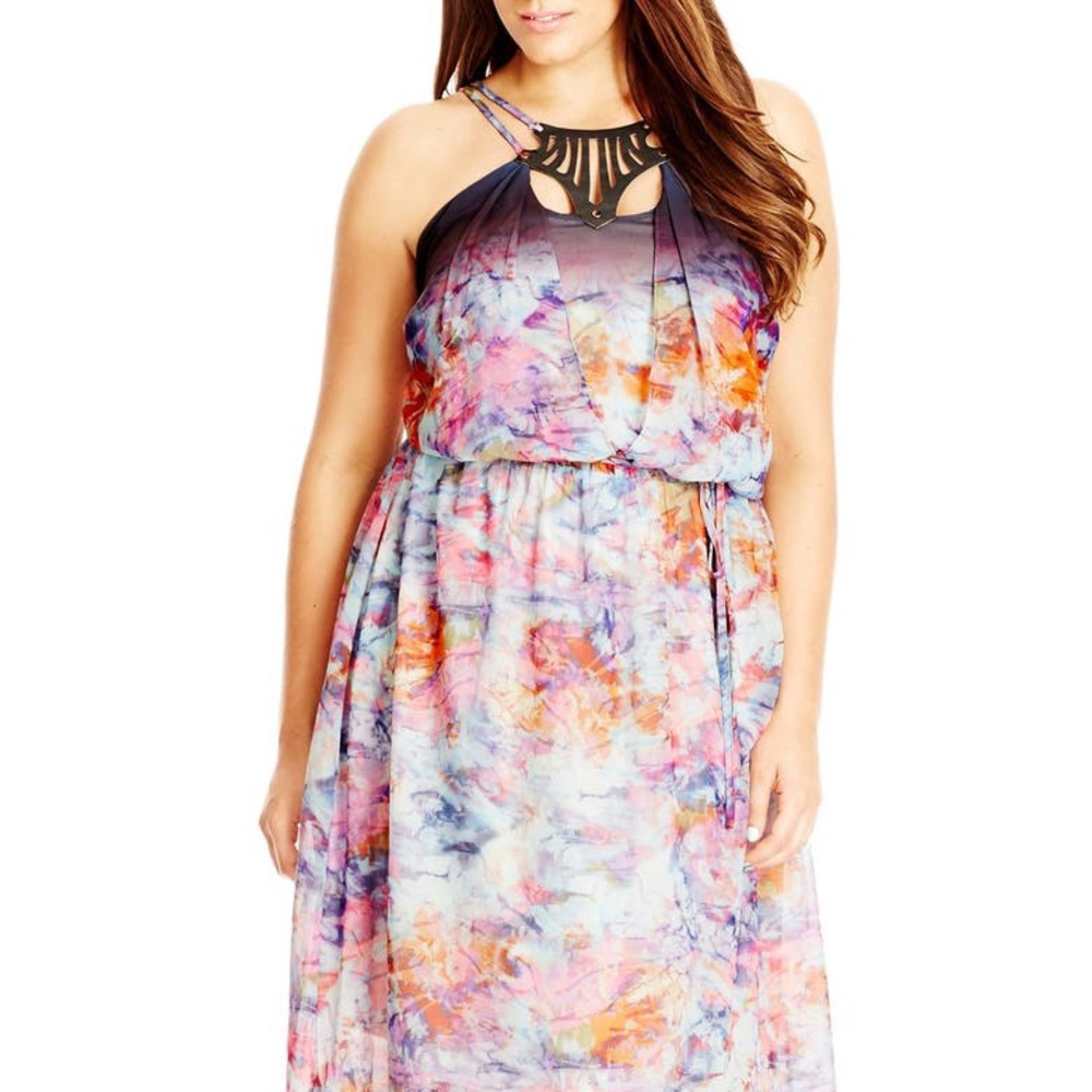 NWT, City Chic Shay Strappy Chiffon Maxi Dress